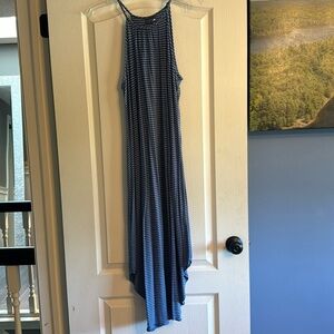 Blue stripe cotton dress- knit the front- super cute